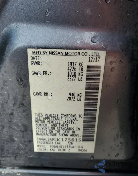 2018 Nissan Altima 2.5 из США, поврежденный, VIN 1N4AL3AP1JC175615